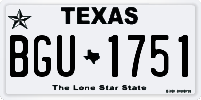 TX license plate BGU1751