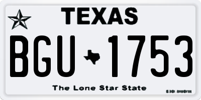 TX license plate BGU1753