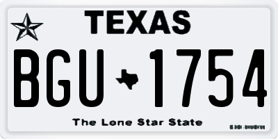 TX license plate BGU1754