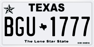 TX license plate BGU1777