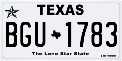 TX license plate BGU1783