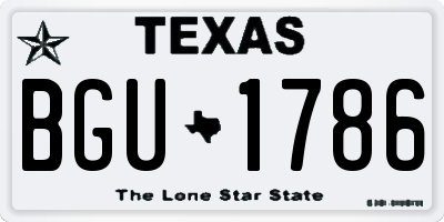 TX license plate BGU1786