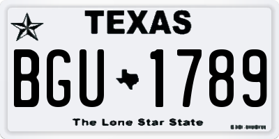 TX license plate BGU1789