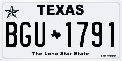 TX license plate BGU1791