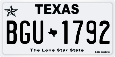 TX license plate BGU1792
