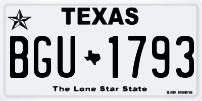 TX license plate BGU1793