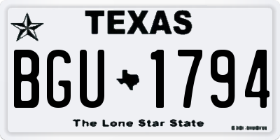 TX license plate BGU1794