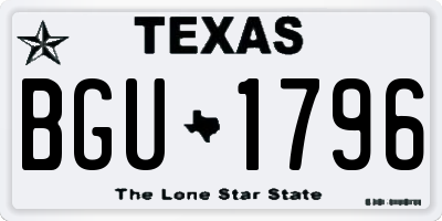 TX license plate BGU1796