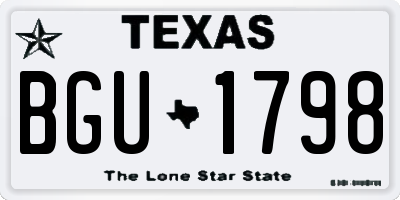 TX license plate BGU1798