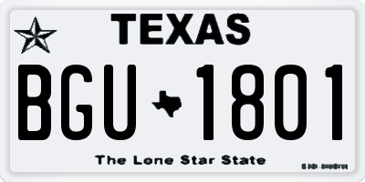 TX license plate BGU1801