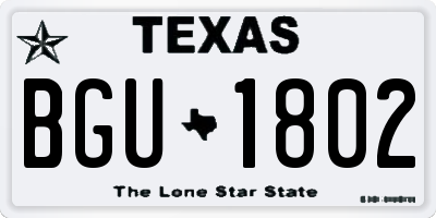 TX license plate BGU1802