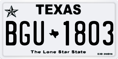 TX license plate BGU1803