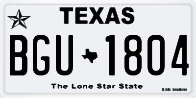 TX license plate BGU1804