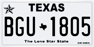 TX license plate BGU1805