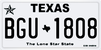 TX license plate BGU1808
