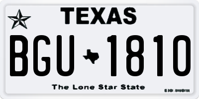 TX license plate BGU1810