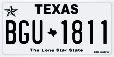 TX license plate BGU1811