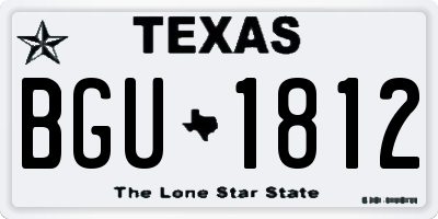TX license plate BGU1812