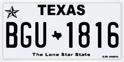 TX license plate BGU1816