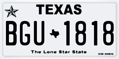 TX license plate BGU1818