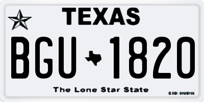 TX license plate BGU1820