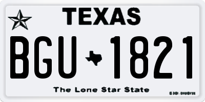 TX license plate BGU1821