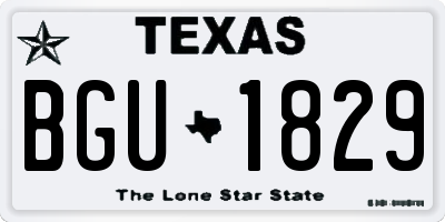 TX license plate BGU1829