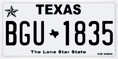 TX license plate BGU1835