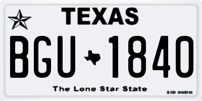 TX license plate BGU1840