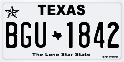 TX license plate BGU1842
