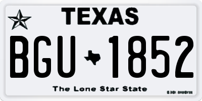 TX license plate BGU1852