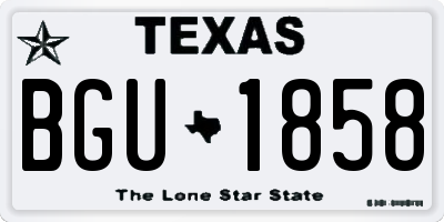 TX license plate BGU1858