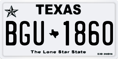 TX license plate BGU1860