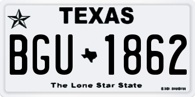 TX license plate BGU1862