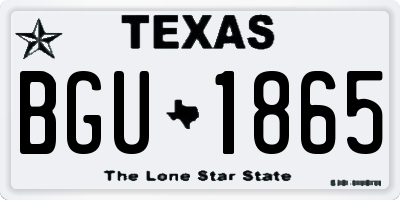 TX license plate BGU1865