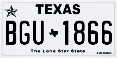 TX license plate BGU1866
