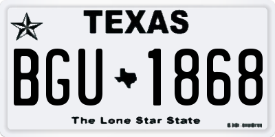 TX license plate BGU1868
