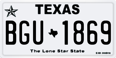 TX license plate BGU1869