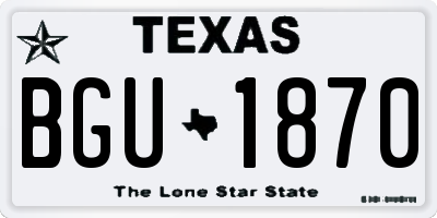 TX license plate BGU1870