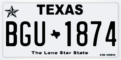 TX license plate BGU1874