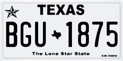 TX license plate BGU1875