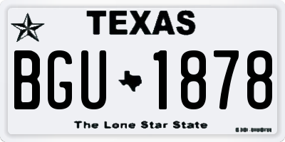 TX license plate BGU1878