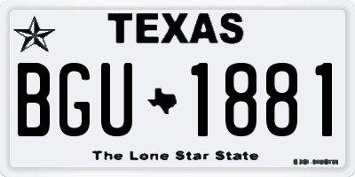TX license plate BGU1881