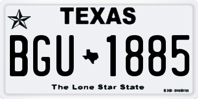 TX license plate BGU1885