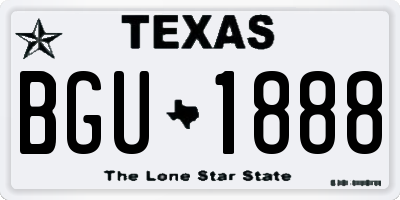TX license plate BGU1888