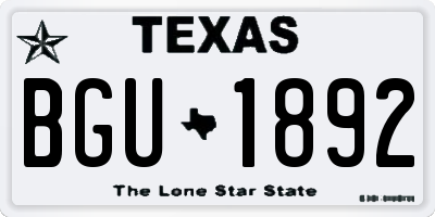 TX license plate BGU1892