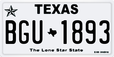 TX license plate BGU1893