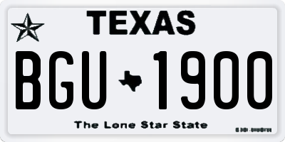 TX license plate BGU1900