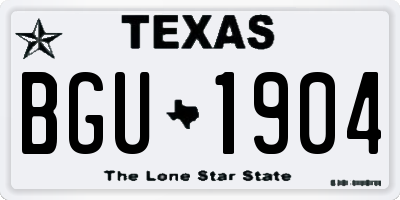 TX license plate BGU1904
