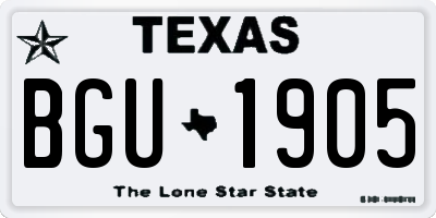 TX license plate BGU1905